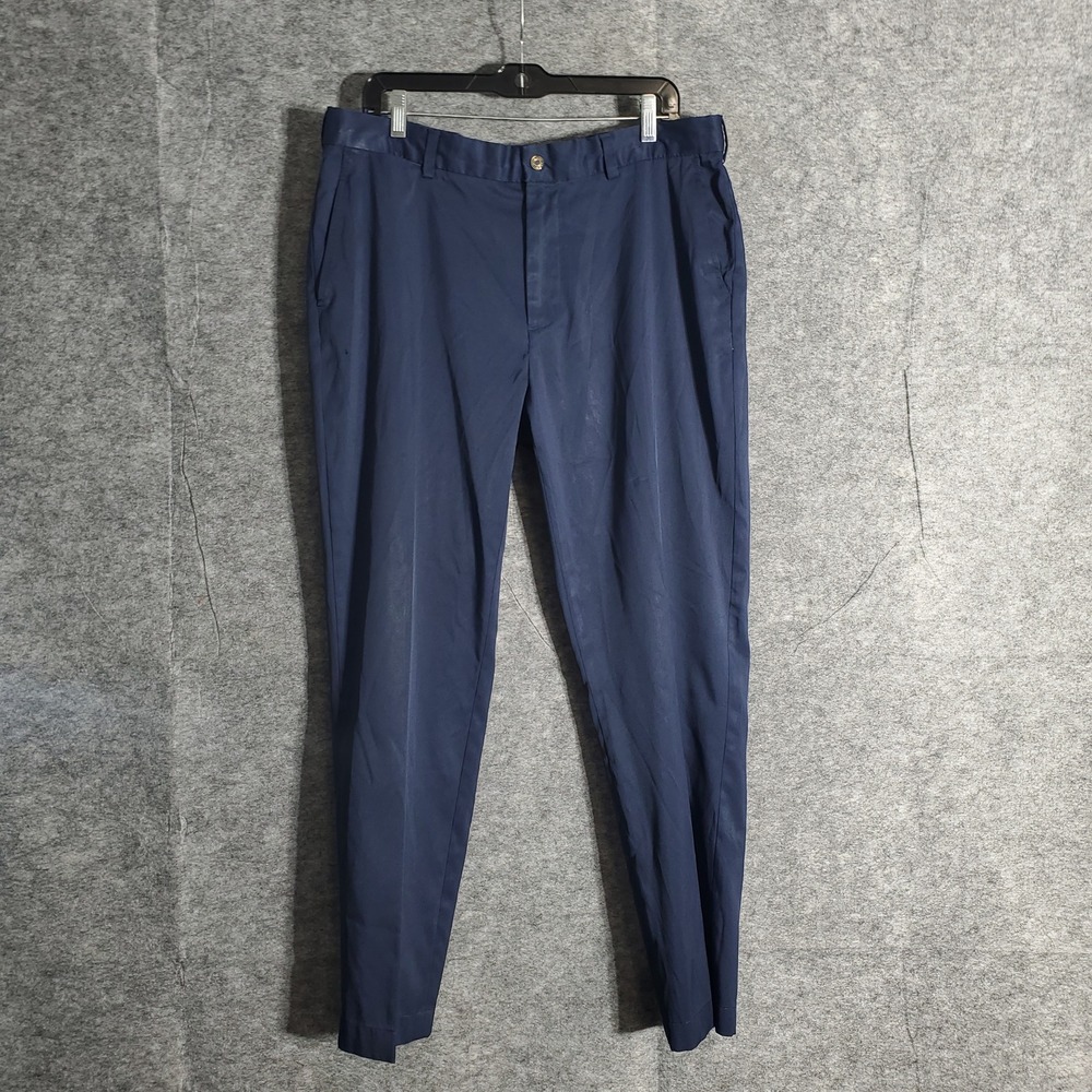 Brooks Brothers Dress Pants Mens 36x30 Navy Blue Milano Fit Flat Front Stretch